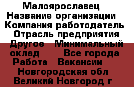 Малоярославец › Название организации ­ Компания-работодатель › Отрасль предприятия ­ Другое › Минимальный оклад ­ 1 - Все города Работа » Вакансии   . Новгородская обл.,Великий Новгород г.